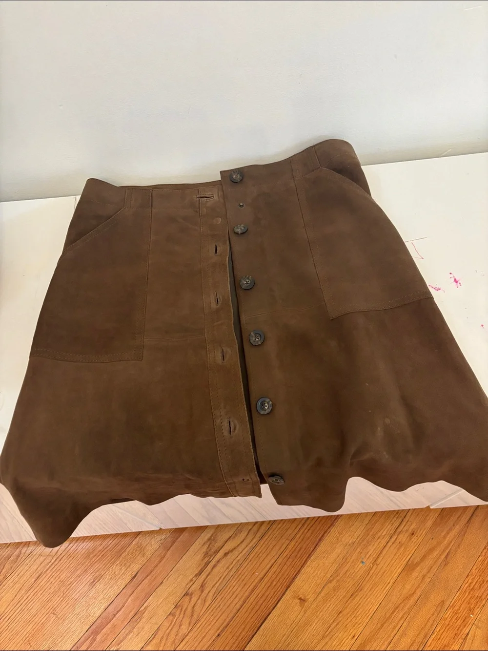 Banana Republic Brown Suede Button-Front A-Line Skirt